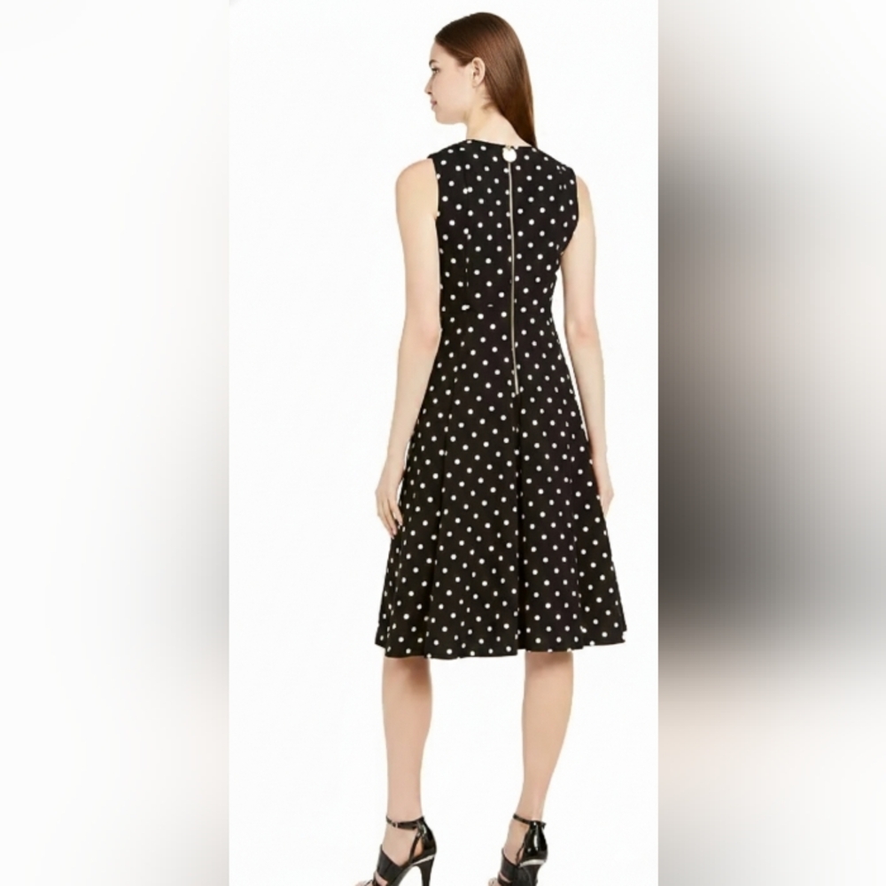 NWOT Calvin Klein Fit-And-Flare Polka Dot Dress, Size 12 - Picture 2 of 6